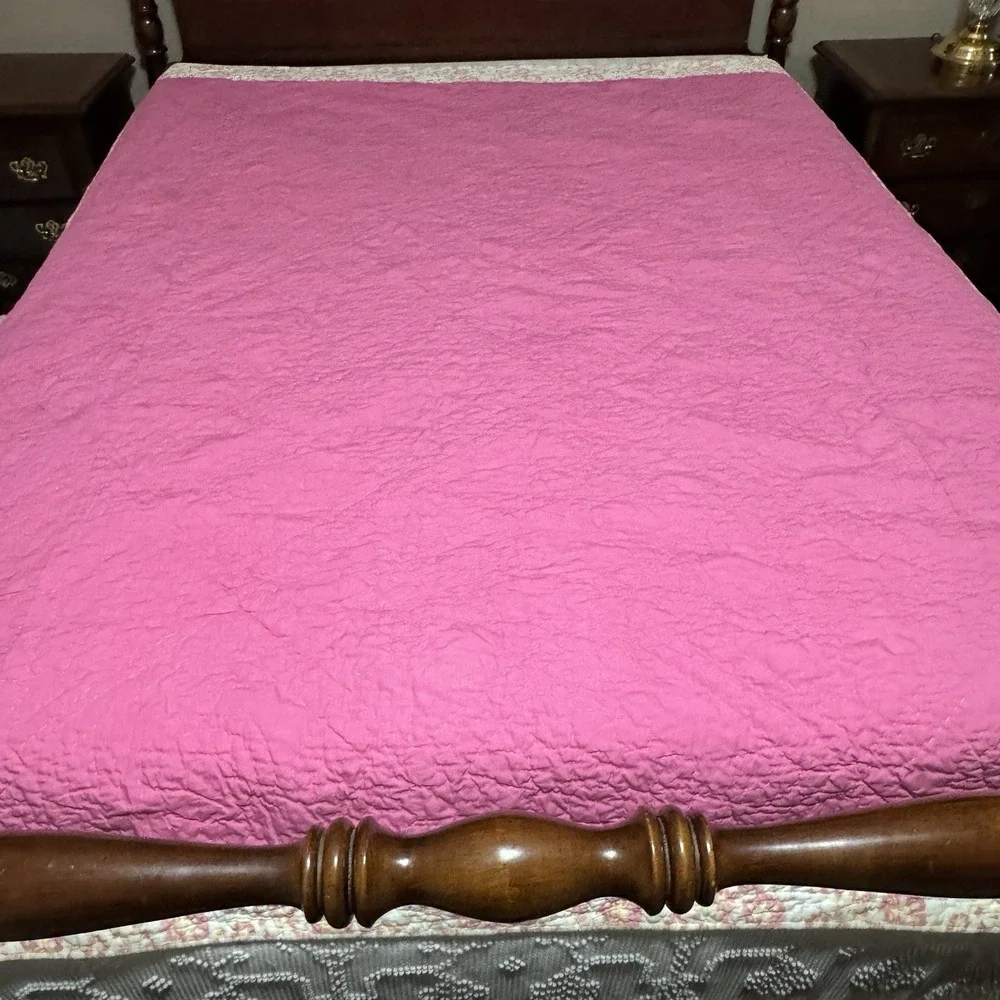 Pottery Barn Kids Lexi Tropical Palm Twin Quilt Pink Cotton Hawaii Cottagecore